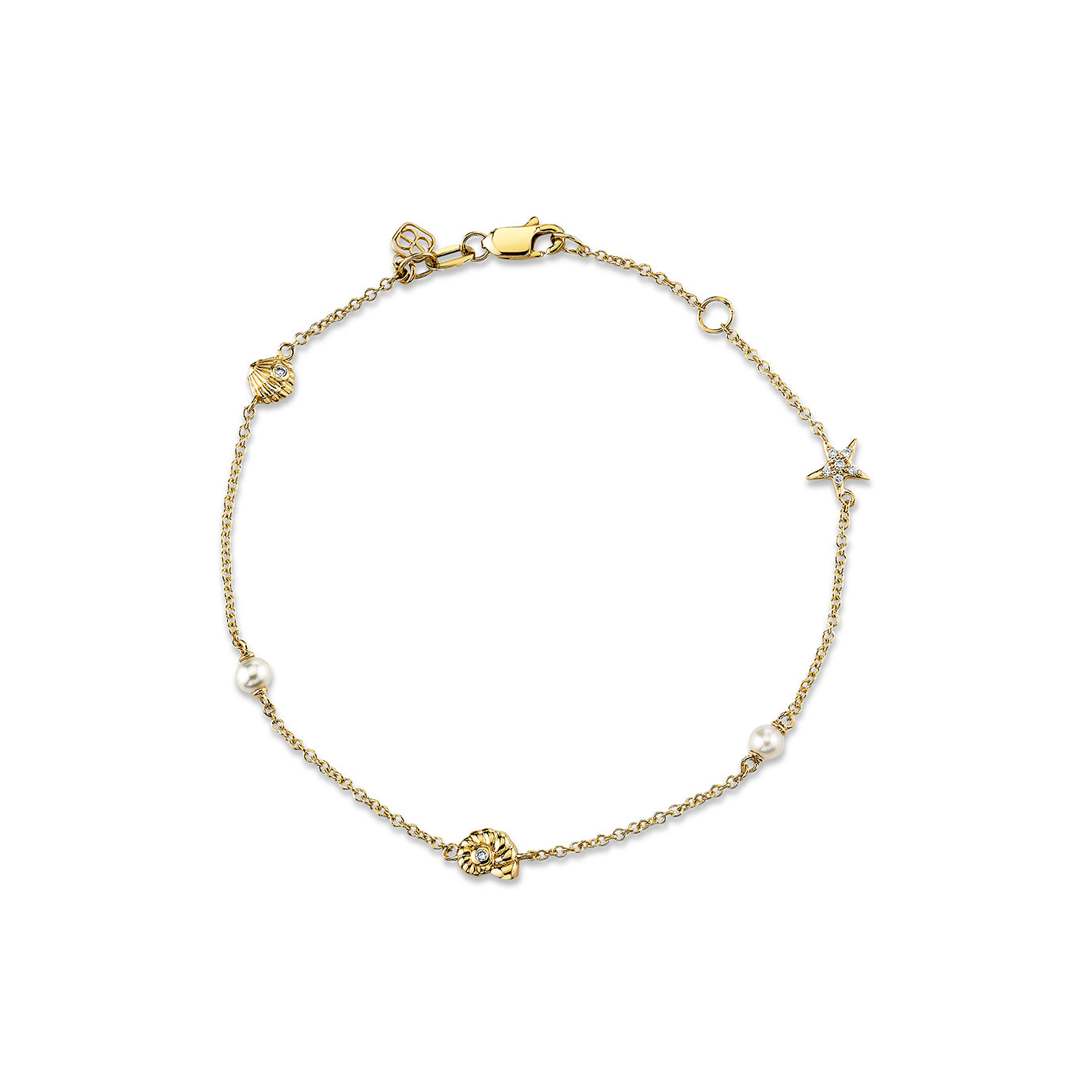 Gold Diamond u0026 Pearl Shell Bracelet