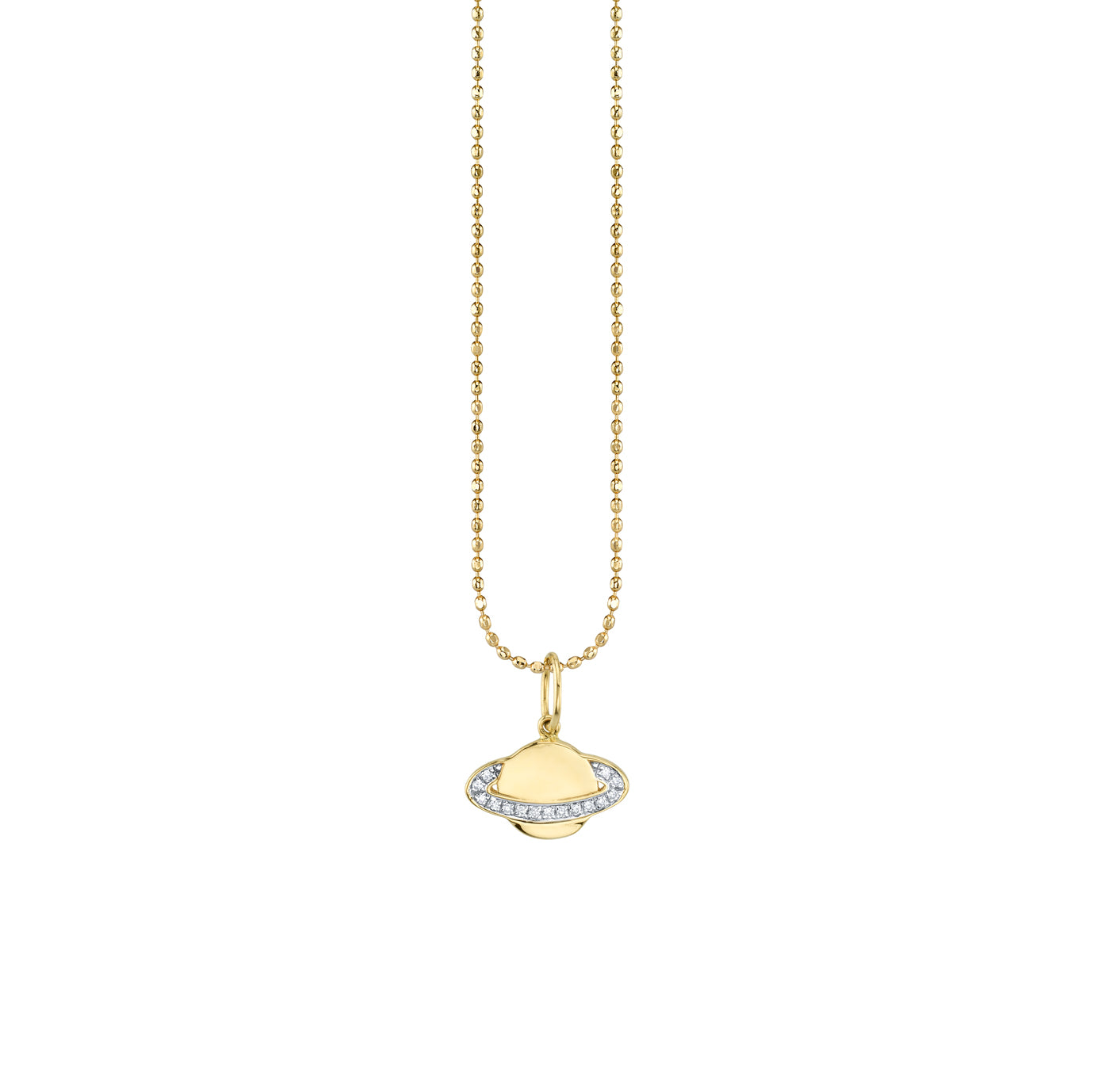 Gold & Diamond Small Saturn Charm