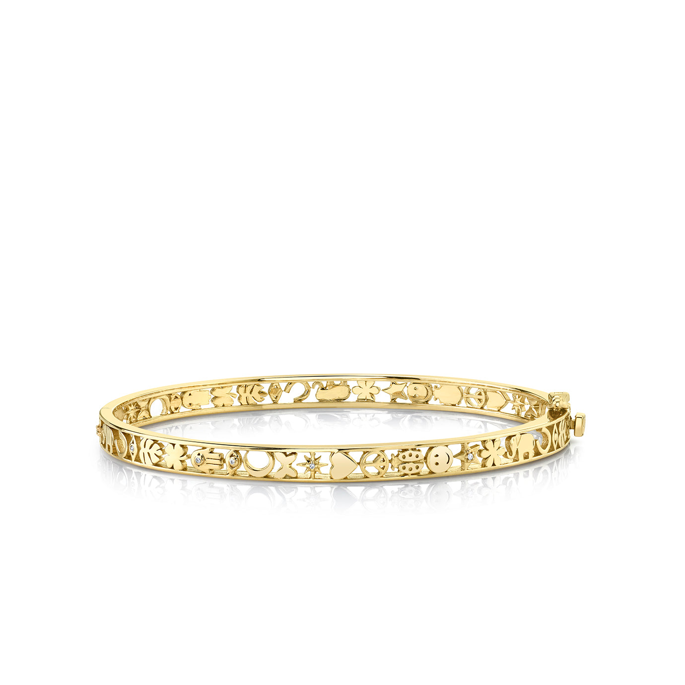 Sydney Evan 14K Yellow Gold Large Wallpaper Hinge Bracelet with Diamonds