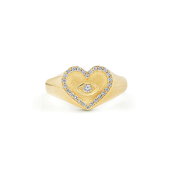 Shop Sydney Evan 14k Gold & Diamond Heart Marquise Eye Signet Ring