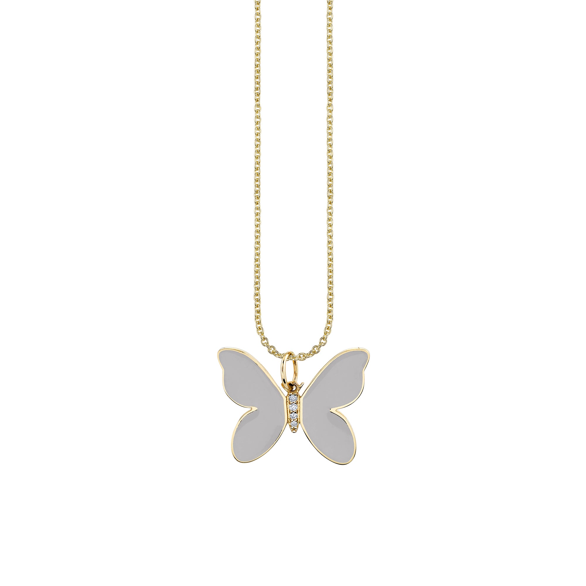 14k Yellow Gold Butterfly & Floral Charm Holder Necklace