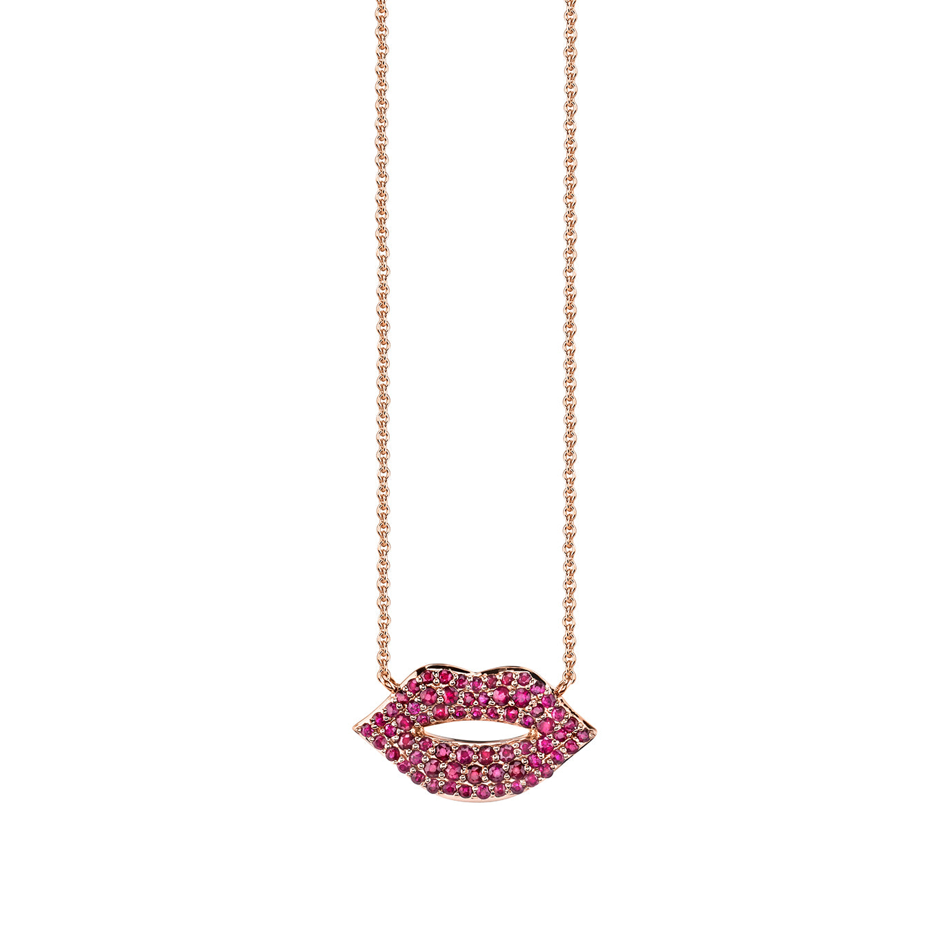 Gold & Ruby Lips Necklace