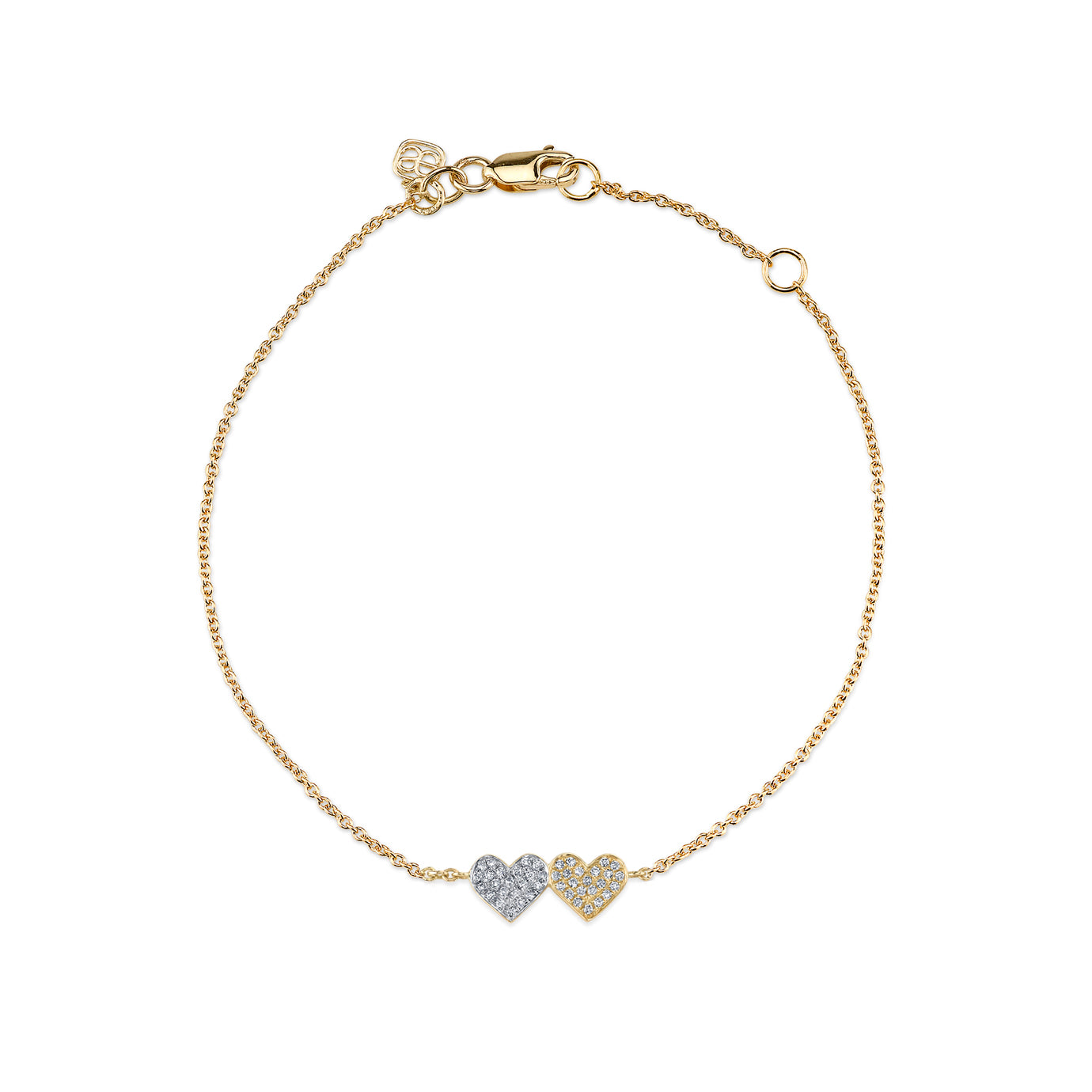 9ct Gold Double Heart Charm Bracelet