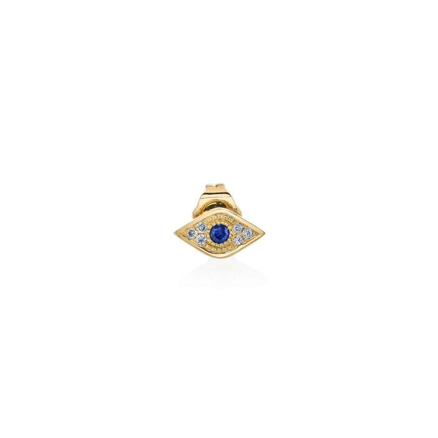 Gold & Diamond Mini Eye with Sapphire Stud - Sydney Evan Fine Jewelry