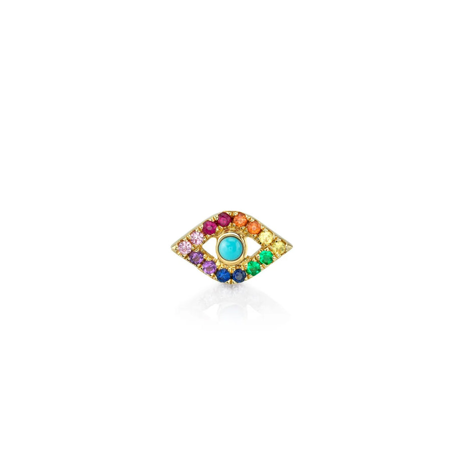 Gold & Diamond Large Bezel Eye Rainbow Stud - Sydney Evan Fine Jewelry