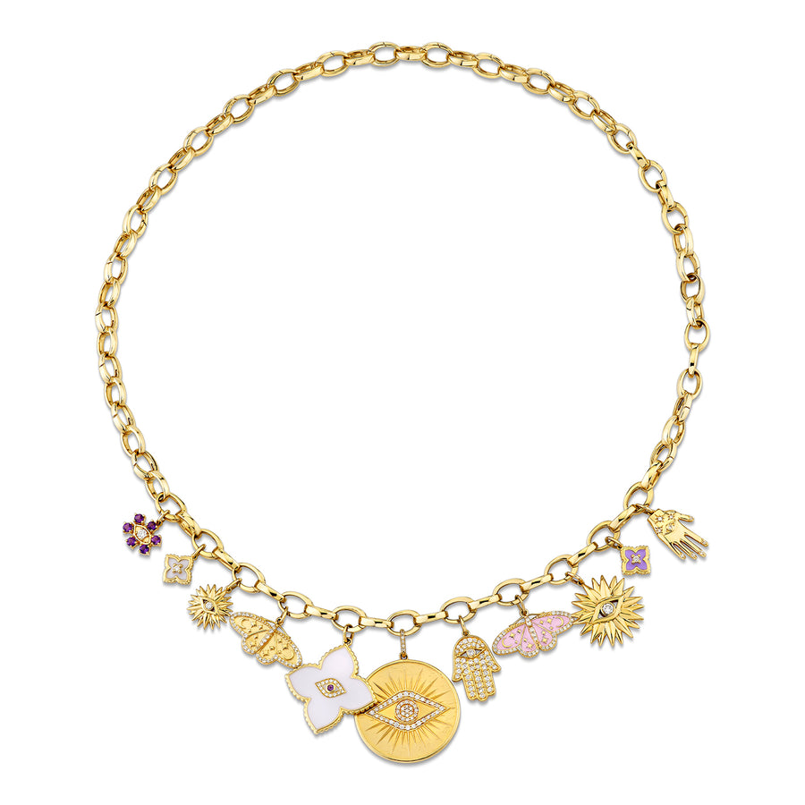 Gold & Diamond Mystic Lilac Multi-Charm Necklace - Sydney Evan Fine Jewelry