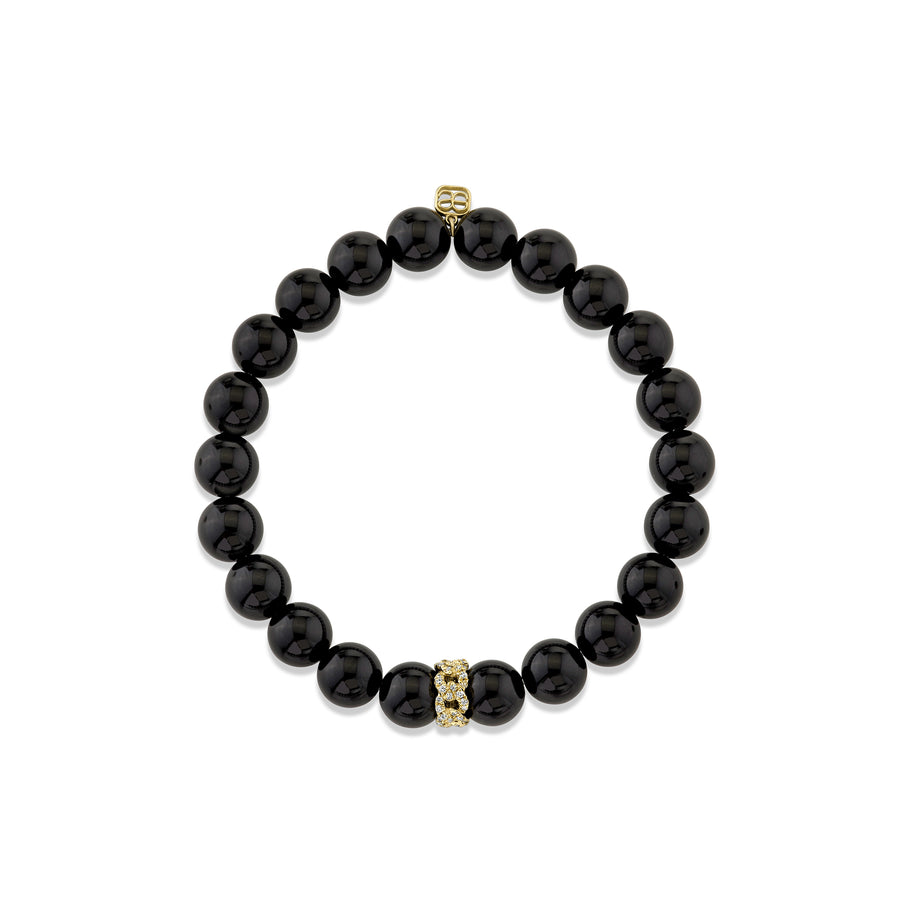 Gold & Diamond Link Rondelle On Onyx - Sydney Evan Fine Jewelry