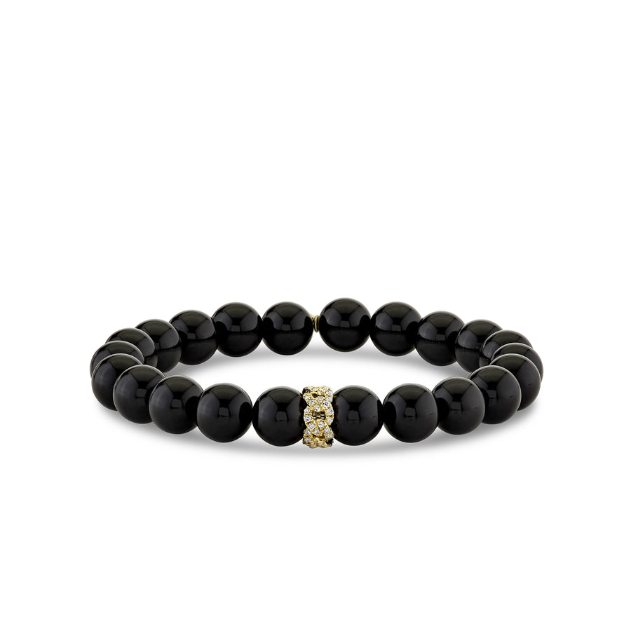 Gold & Diamond Link Rondelle On Onyx - Sydney Evan Fine Jewelry