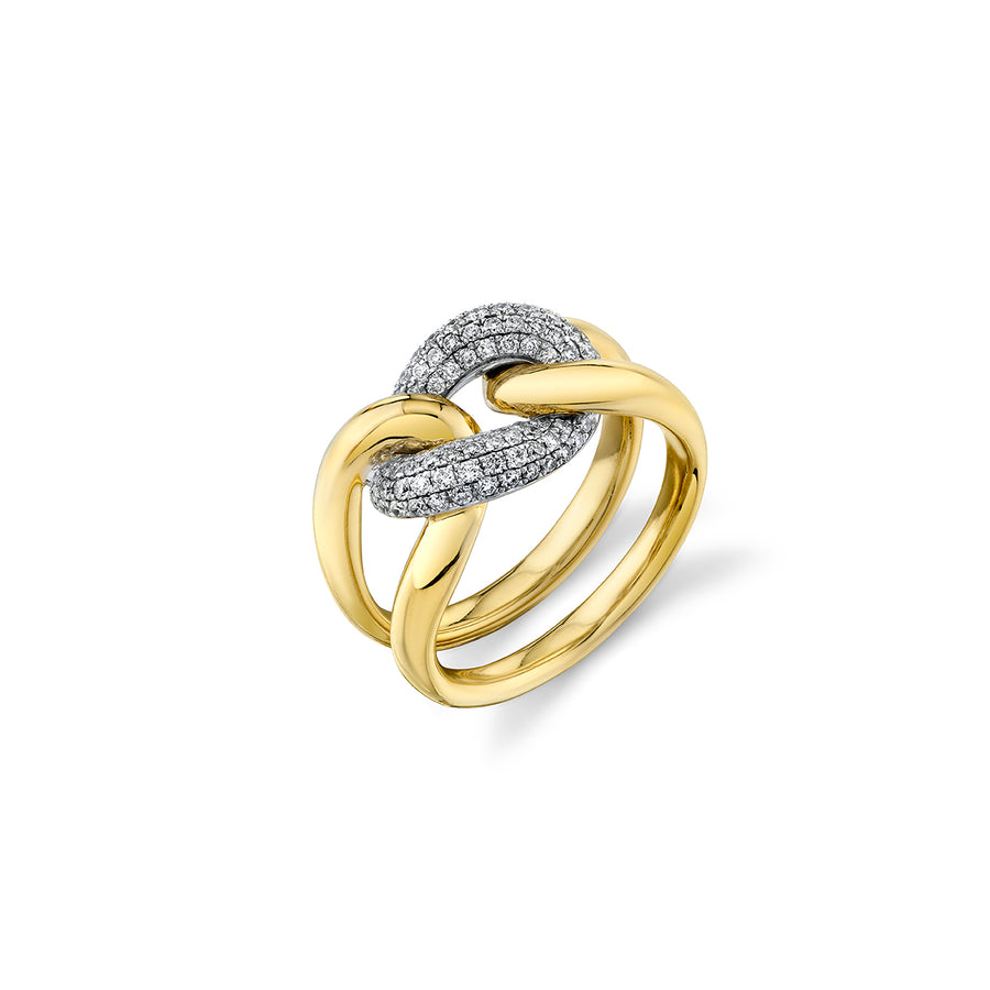 Gold & Diamond Large Link Ring - Sydney Evan Fine Jewelry