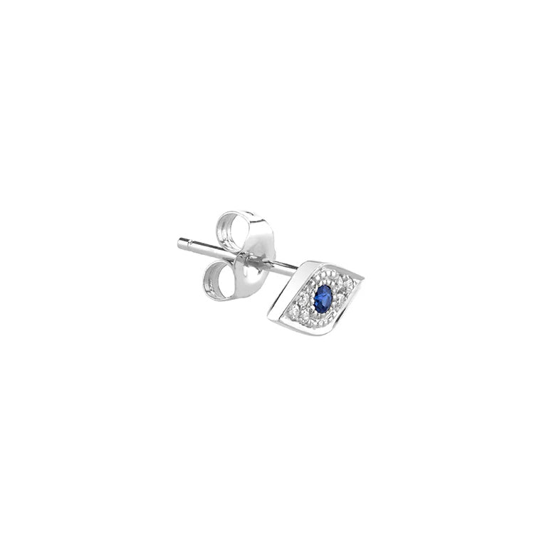 Gold & Diamond Mini Eye with Sapphire Stud - Sydney Evan Fine Jewelry