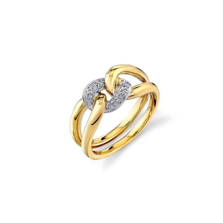 Gold & Diamond Small Link Ring - Sydney Evan Fine Jewelry