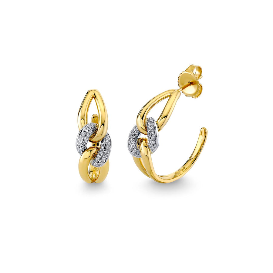Gold & Diamond Small Link Medium Hoop - Sydney Evan Fine Jewelry