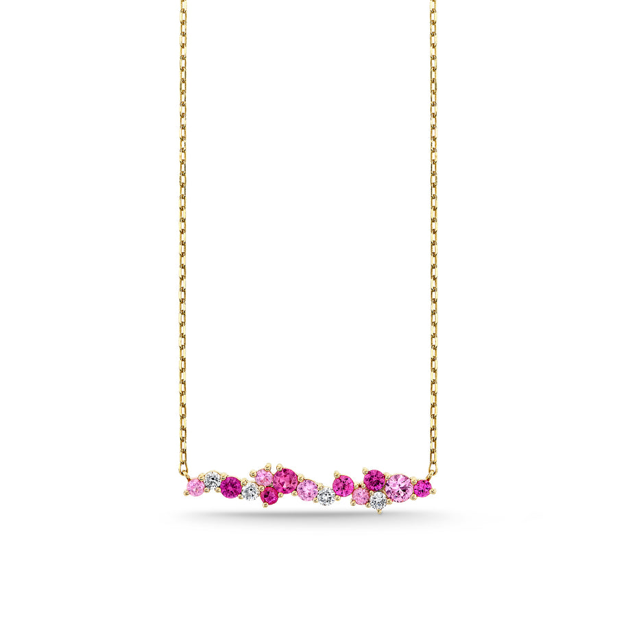 Gold & Diamond Pink Sapphire Cocktail Bar Necklace - Sydney Evan Fine Jewelry