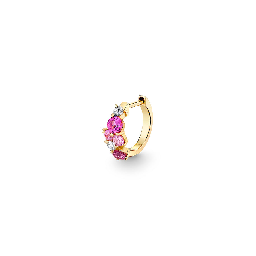 Gold & Diamond Pink Sapphire Cocktail Huggie Hoops - Sydney Evan Fine Jewelry