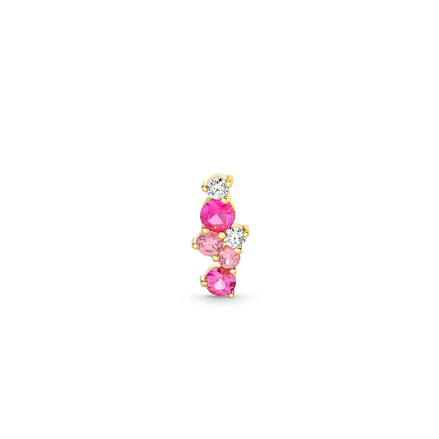 Gold & Diamond Pink Sapphire Cocktail Bar Stud - Sydney Evan Fine Jewelry