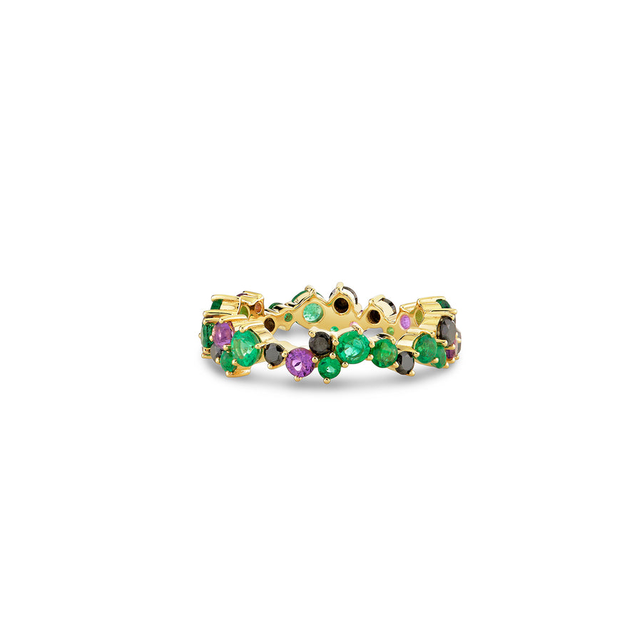 Gold, Black Diamond, Amethyst & Emerald Wicked Elphaba Cocktail Eternity Ring - Sydney Evan Fine Jewelry