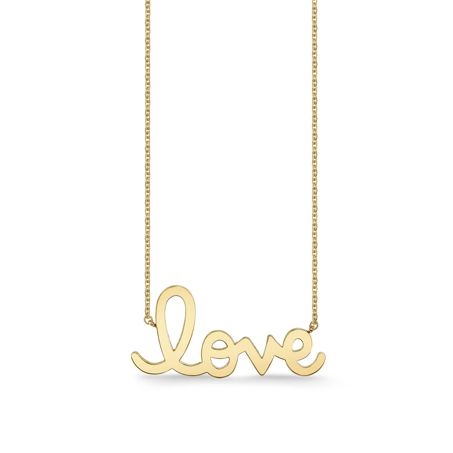 Pure Gold Big Script Love Necklace - Sydney Evan Fine Jewelry