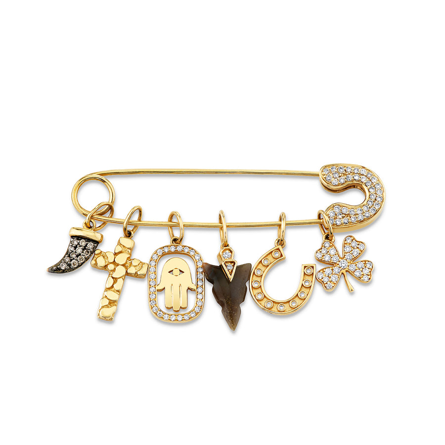 Men's Collection Gold & Diamond Luck & Protection Brooch - Sydney Evan Fine Jewelry