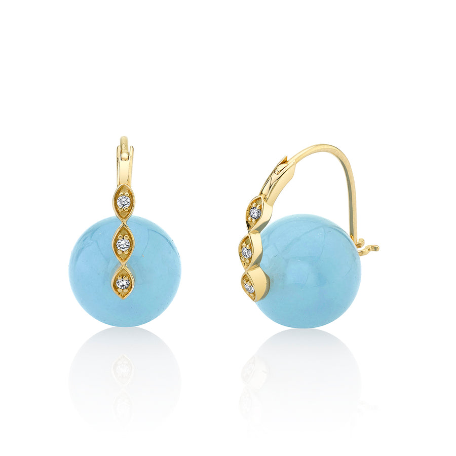 Gold & Diamond Marquise Eye Aquamarine Earrings - Sydney Evan Fine Jewelry