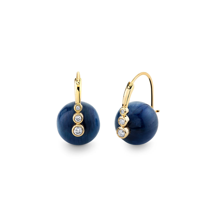 Gold & Diamond Graduated Bezel Kyanite Luxuria Earrings - Sydney Evan Fine Jewelry