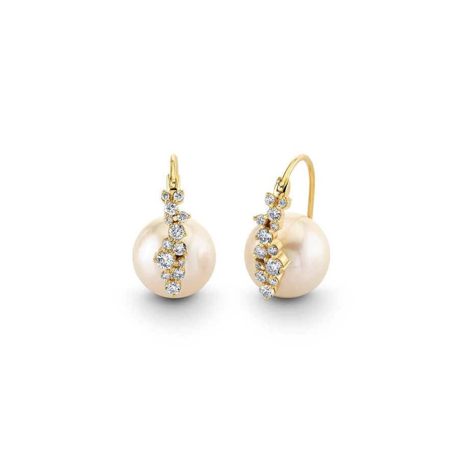 Gold & Diamond Cocktail Pearl Earrings - Sydney Evan Fine Jewelry