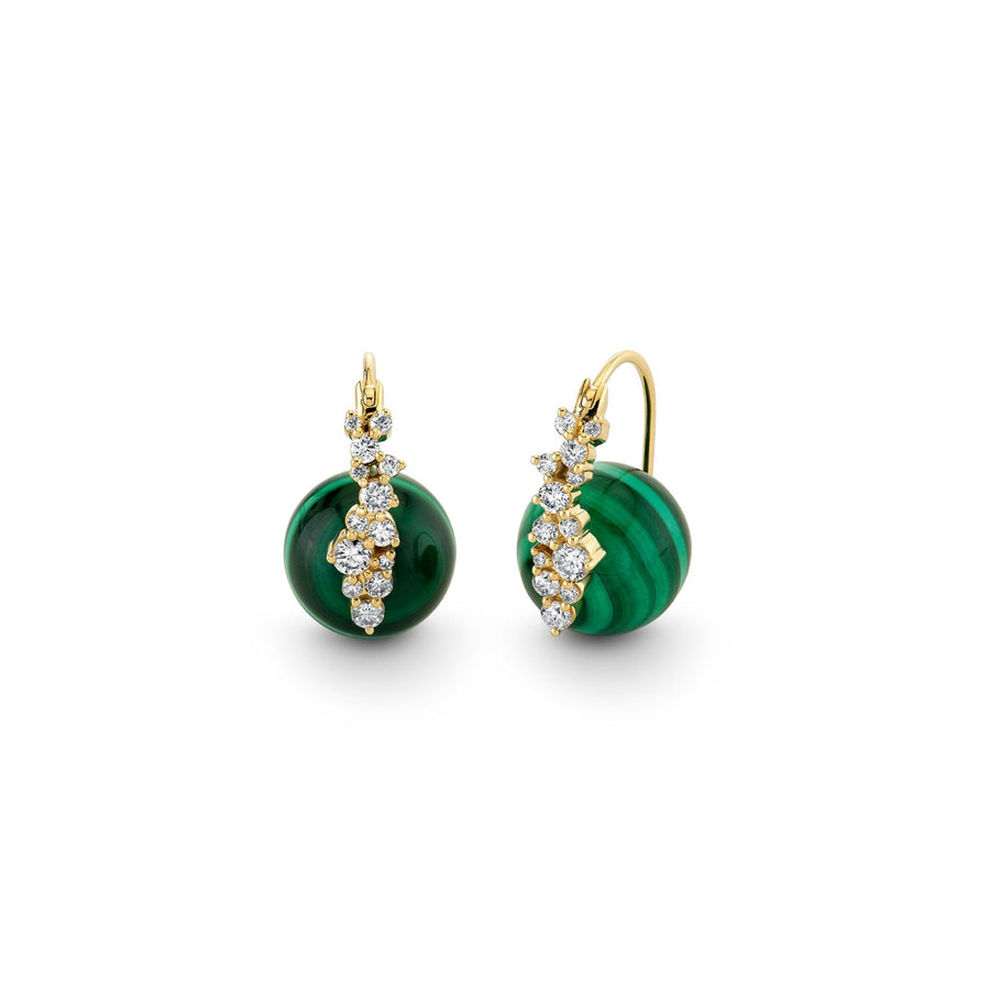 Gold & Diamond Cocktail Malachite Earrings - Sydney Evan Fine Jewelry