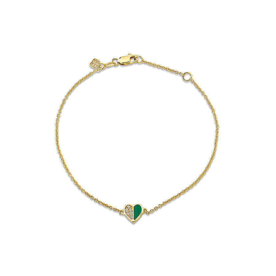 Gold & Diamond Baby Heart Stone Inlay Bracelet - Sydney Evan Fine Jewelry