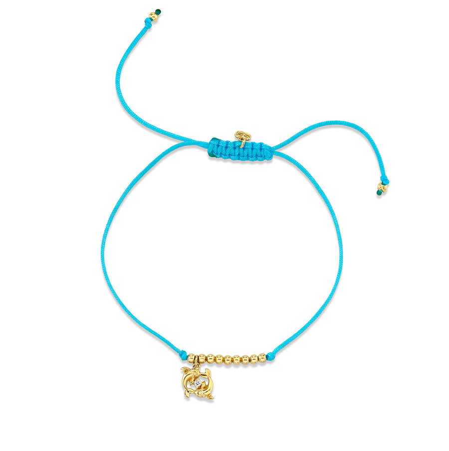 Gold & Diamond Tiny Pisces Zodiac Cord Bracelet - Sydney Evan Fine Jewelry