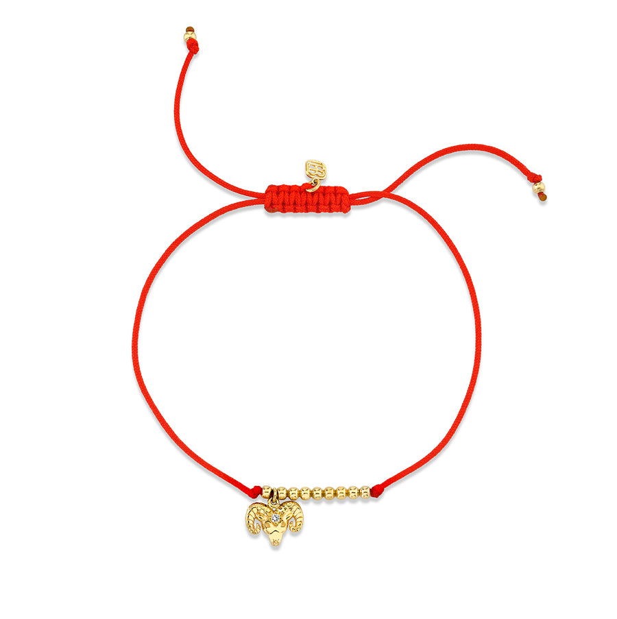 Gold & Diamond Tiny Aries Zodiac Cord Bracelet - Sydney Evan Fine Jewelry