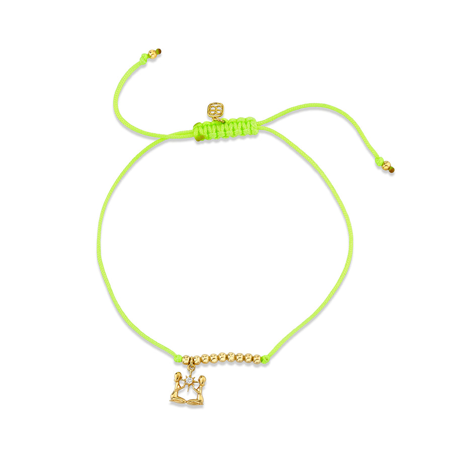 Gold & Diamond Tiny Gemini Zodiac Cord Bracelet - Sydney Evan Fine Jewelry