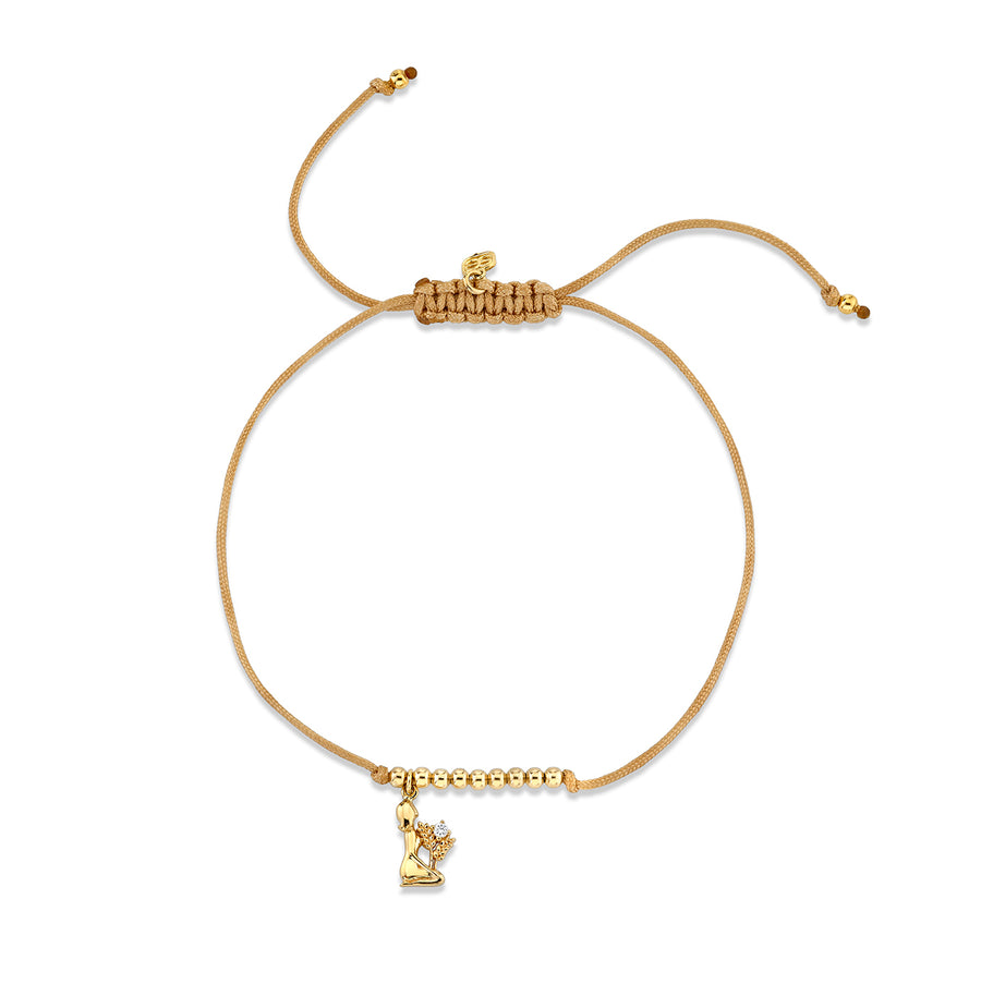 Gold & Diamond Tiny Virgo Zodiac Cord Bracelet - Sydney Evan Fine Jewelry