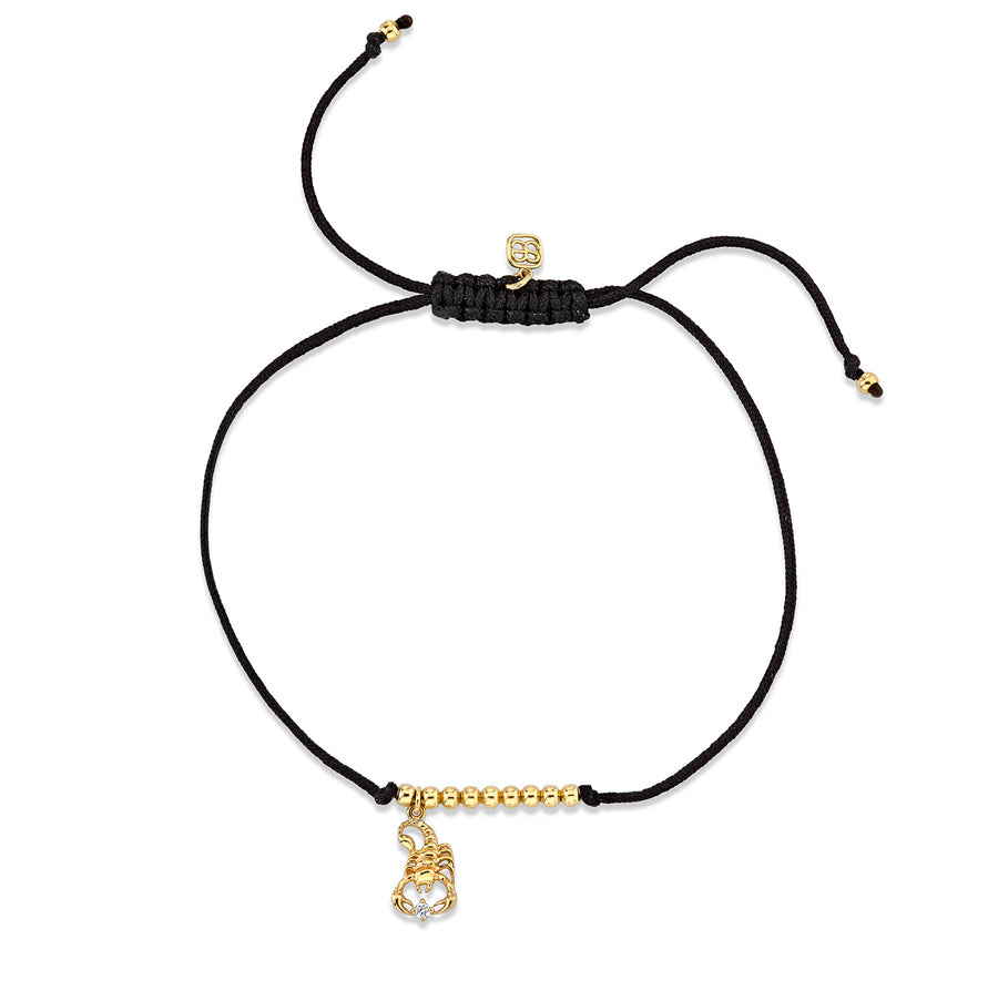 Gold & Diamond Tiny Scorpio Zodiac Cord Bracelet - Sydney Evan Fine Jewelry