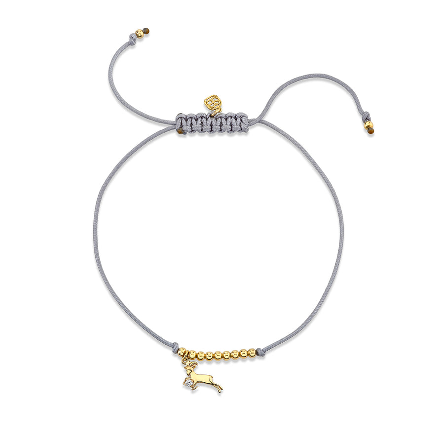 Gold & Diamond Tiny Capricorn Zodiac Cord Bracelet - Sydney Evan Fine Jewelry