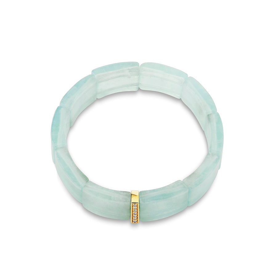 Gold & Diamond Single Row Spacer on Aquamarine - Sydney Evan Fine Jewelry