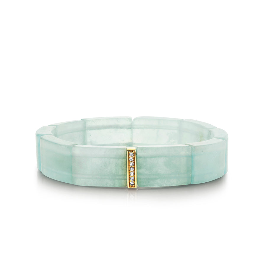 Gold & Diamond Single Row Spacer on Aquamarine - Sydney Evan Fine Jewelry