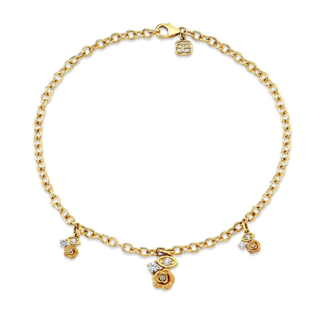 Shop Sydney Evan 14k Gold & Diamond Plumeria Aquaprase Anklet