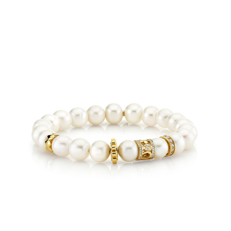 Gold & Diamond Multi-Rondelle Pearl Bracelet - Sydney Evan Fine Jewelry