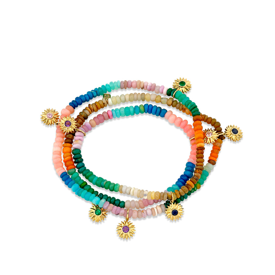 Gold & Rainbow Multi-Charm Sunburst Wrap Bracelet - Sydney Evan Fine Jewelry
