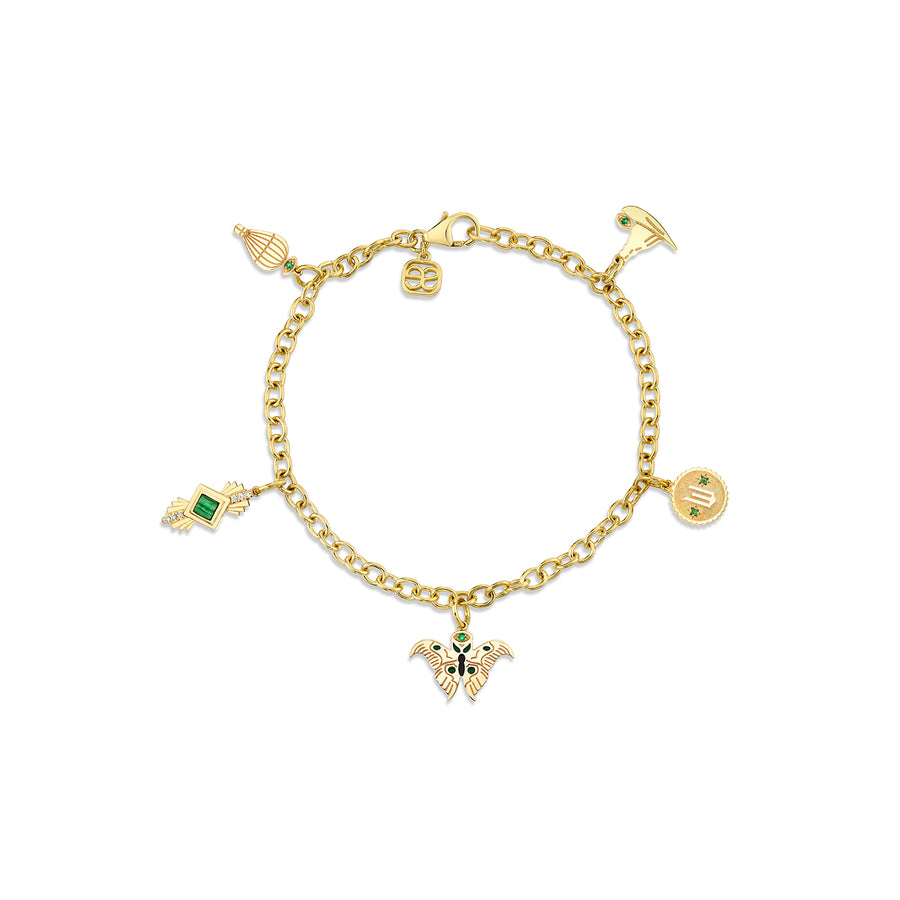 Gold & Diamond Wicked Elphaba Multi Charm Bracelet - Sydney Evan Fine Jewelry