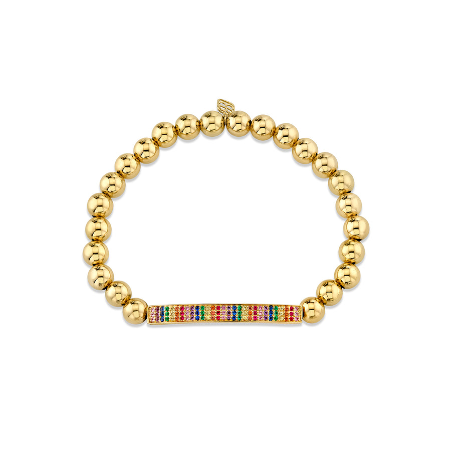 Gold & Rainbow Bar on Gold Beads - Sydney Evan Fine Jewelry