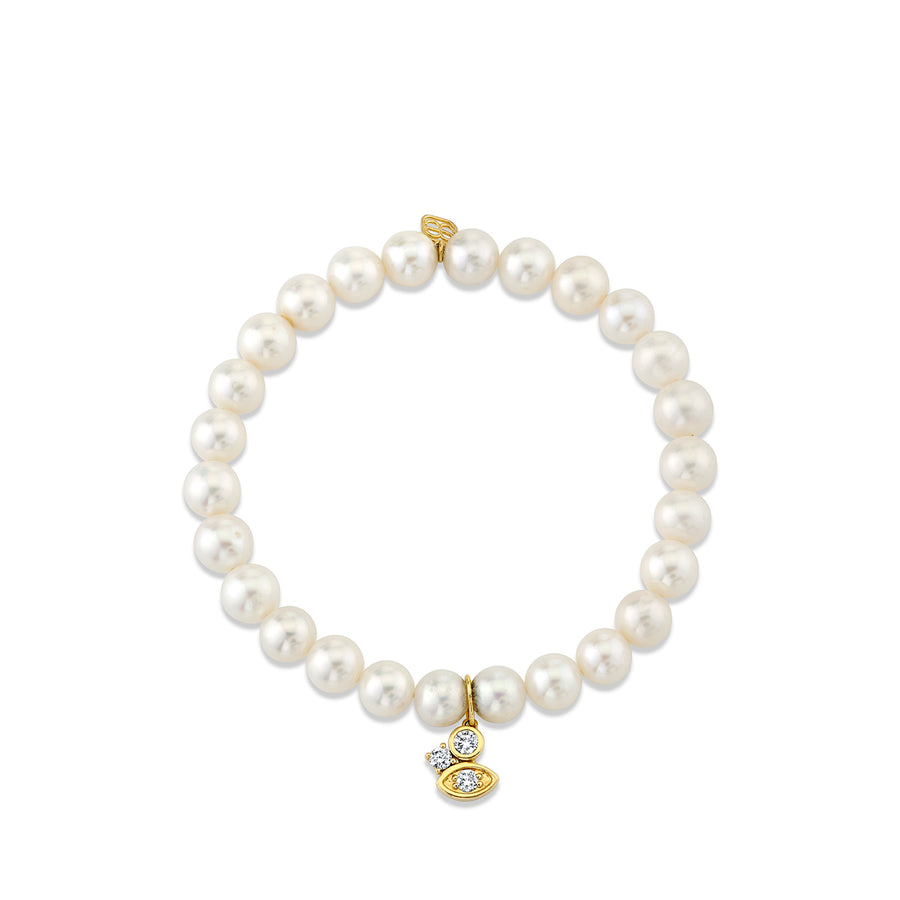 Gold & Diamond Marquise Eye Cluster on Pearl - Sydney Evan Fine Jewelry
