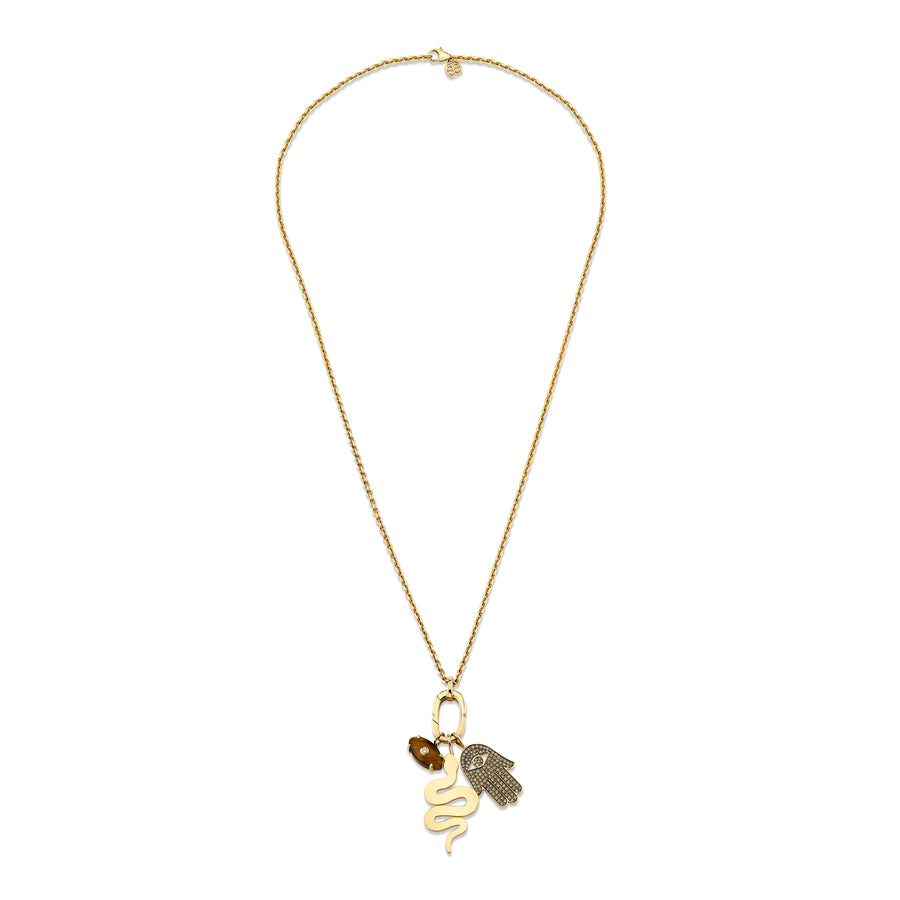 Men's Collection Gold & Brown Diamond Multi-Charm Necklace - Sydney Evan Fine Jewelry