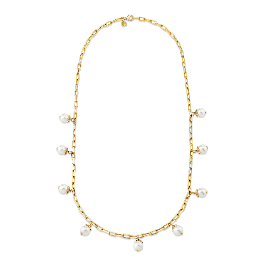 Gold & Diamond Multi Marquise Pearl Necklace - Sydney Evan Fine Jewelry
