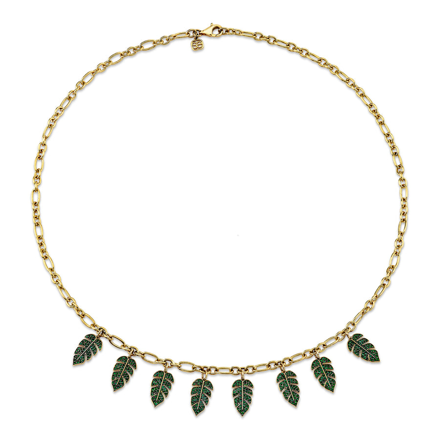 Gold & Emerald Multi-Leaf Necklace - Sydney Evan Fine Jewelry