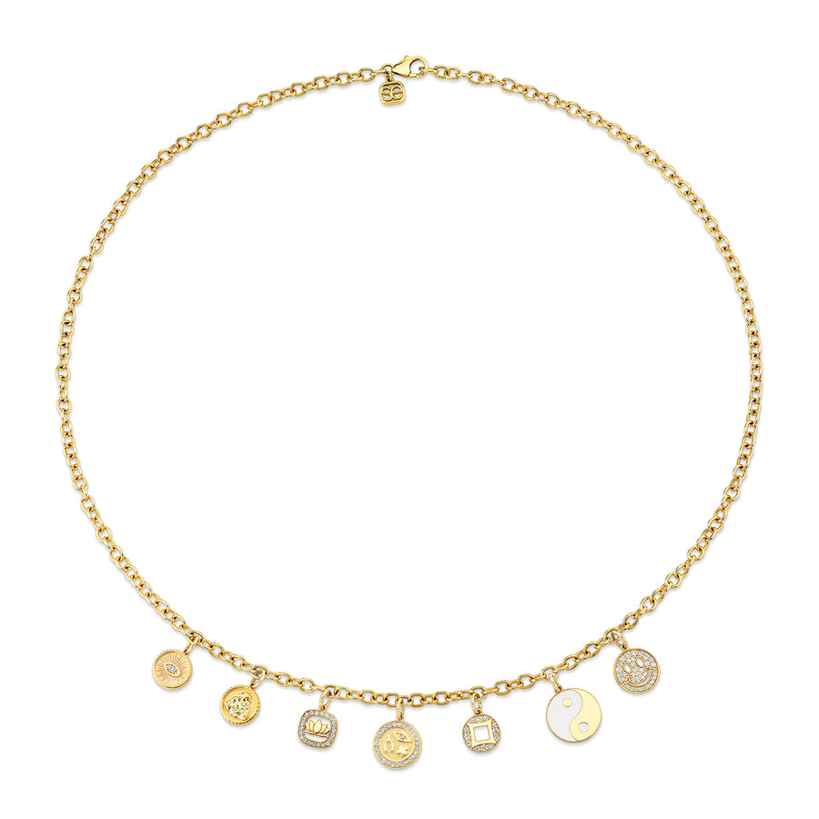 Gold & Diamond Small Multi Charm Joy Luck Necklace - Sydney Evan Fine Jewelry