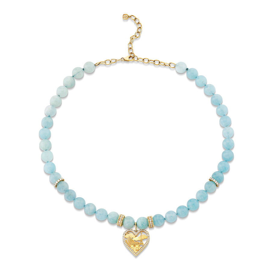 Gold & Diamond France Aquamarine Necklace - Sydney Evan Fine Jewelry