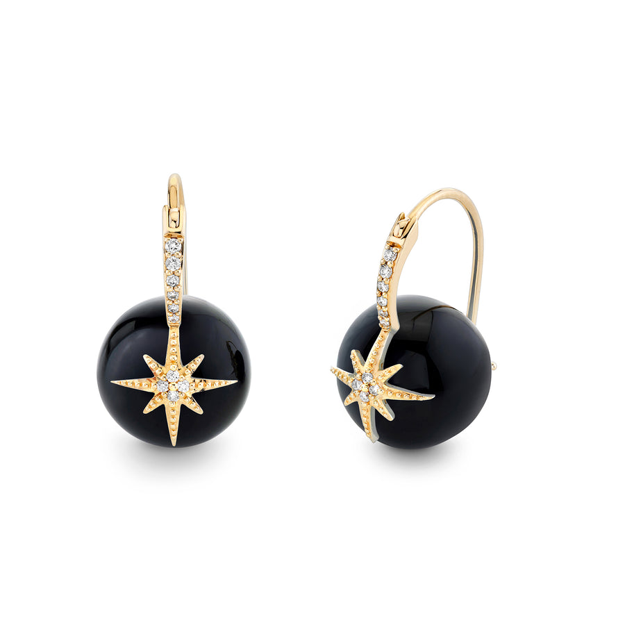 Gold & Diamond Starburst Onyx Earrings - Sydney Evan Fine Jewelry