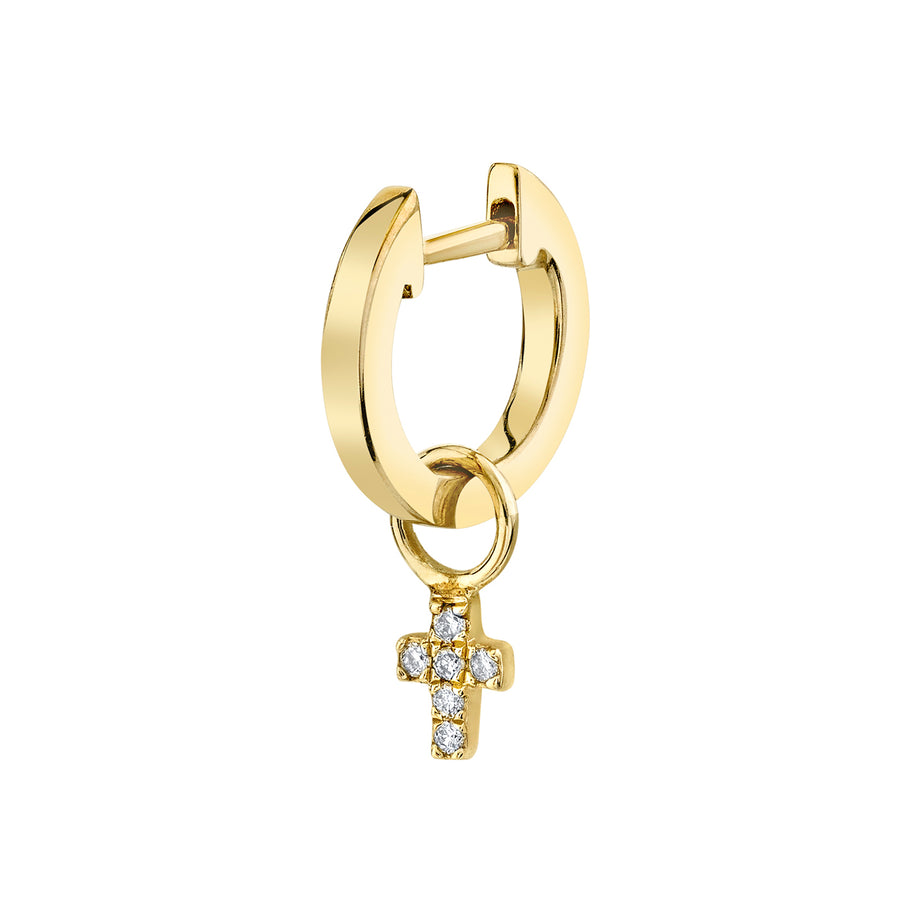 Gold & Diamond Mini Cross Charm Hoops - Sydney Evan Fine Jewelry