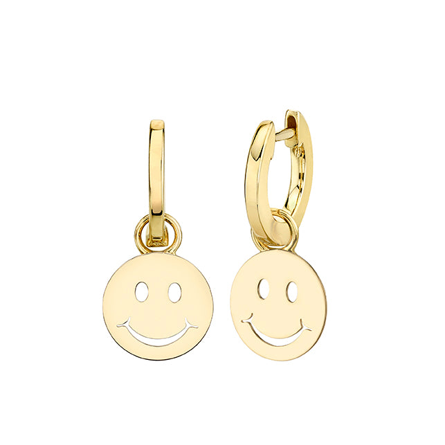 Pure Gold Happy Face Hoop Earrings - Sydney Evan Fine Jewelry