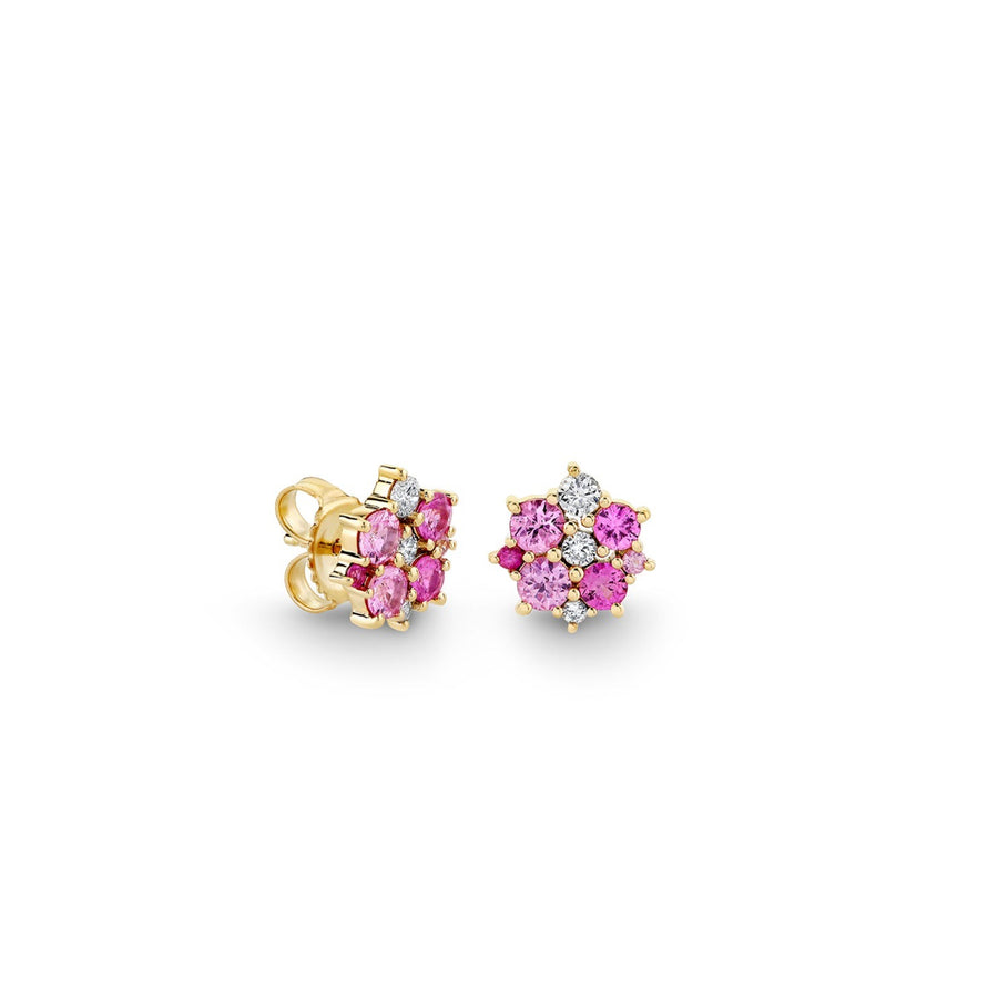 Gold & Diamond Pink Sapphire Cocktail Stud - Sydney Evan Fine Jewelry